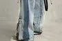 Mid Waist Washed Cargo Baggy Jeans