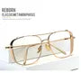 Double Bridge Square Metal Frame Eyeglasses