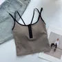 Spaghetti Strap Scoop Neck Henley Cropped Cami Top