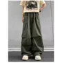 Drawstring Waist Plain Wide Leg Cargo Pants