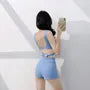 Set: V-Neck Plain Cutout Bikini Top + Swim Shorts