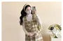 Maternity Set: Long-Sleeve Plain Top + Sleeveless Plaid A-Line Dress
