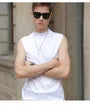 Sleeveless Mock Neck Plain T-Shirt
