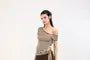 Short Sleeve One Shoulder Striped Cutout Tie-Up Top