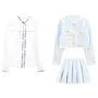 Set: Tweed Tassel Trim Button-Up Jacket + High Rise Pleated Mini A-Line Skirt