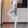 High Waist Washed Bow Flared Jeans