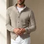 Mock Neck Button-Up Plain Cardigan