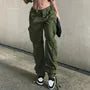 Low Rise Plain Straight Leg Cargo Pants