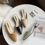 Pointed Toe Chunky Heel Mules