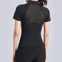 Short-Sleeve Stand Collar Half-Zip Plain Sports T-Shirt