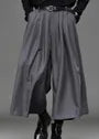 Mid Rise Plain Pleated Cropped Wide Leg Dress Pants