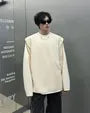 Detachable Sleeve Crew Neck Plain Studded Chain Sweatshirt