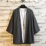Elbow-Sleeve Plain Open Front Kimono Jacket