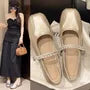 Square Toe Rhinestone Mary Jane Shoes