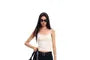 V-Neck Lace Trim Plain Crop Camisole Top