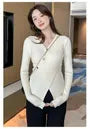 Maternity Long-Sleeve V-Neck Plain Ribbed Knit Top