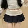 Low Waist Two Tone Mini Pleated Skirt