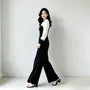 Long-Sleeve Crew Neck Two Tone Jumpsuit