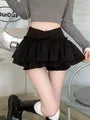 High Waist Plain Frill Trim Layered Mini A-Line Skort