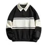 Long-Sleeve Striped Polo-Neck Sweatshirt