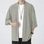 3/4-Sleeve Plain Open Front Jacket