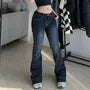 Low Waist Washed Boot-Cut Jeans