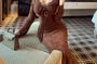 Long-Sleeve V-Neck Lace Maxi Bodycon Dress