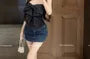 Striped Bow Accent Crop Corset Tube Top