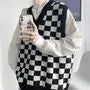 V-Neck Checkerboard Sweater Vest
