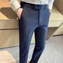 Mid Rise Striped Straight Leg Dress Pants