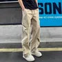 Drawstring Waist Plain Wide Leg Cargo Pants