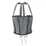 Halter Plaid Panel Lace Trim Top / Mid Waist Drawstring Mini Pencil Skirt