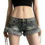 Low Rise Studded Denim Hot Pants
