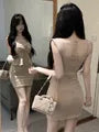 Sleeveless Square Neck Plain Peplum Mini Sheath Dress