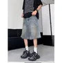 Mid Waist Washed Wide Leg Jorts