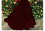 Spaghetti Strap Plain Glitter Tiered Velvet A-Line Evening Dress
