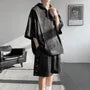 Set: 3/4-Sleeve Tie Dye Grommet Half-Zip Hoodie + Elastic Waist Wide Leg Sweat Shorts