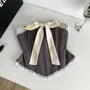 Bow Accent Lace Trim Crop Corset Tube Top