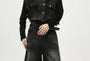 Mid Rise Washed Capri Wide Leg Jeans
