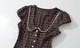Short-Sleeve Peter Pan Collar Plaid Lace Trim Half-Buttoned Mini A-Line Dress