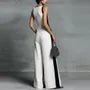 Sleeveless Deep Plunge Two Tone Wide Leg Jumpsuit