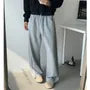 Drawstring Waist Plain Wide Leg Pants