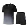 Set: Short Sleeve Crew Neck Gradient Sports T-Shirt + Elastic Waist Shorts