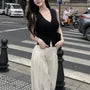 V-Neck Plain Ribbed Knit Tank Top