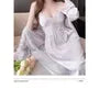 Spaghetti Strap V-Neck Plain Panel Lace Nightdress / Robe / Set