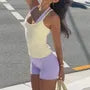 Set: Halter Neck Tank Top + Camisole Top + High Waist Yoga Shorts