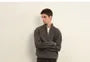 Mock Neck Plain Ribbed Half Zip Sweater