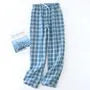 Drawstring Waist Plaid Loose Fit Lounge Pants