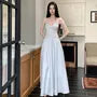 Spaghetti Strap V-Neck Lace Maxi A-Line Dress