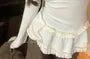 Long-Sleeve Round Neck Ruffle Trim Slim Fit T-Shirt